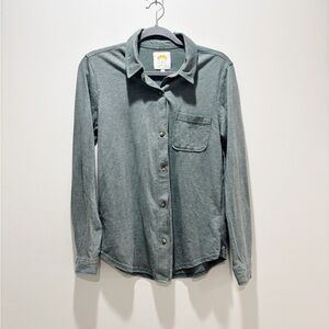 C&C CALIFORNIA Women’s Green Cotton Blend Button Up Shirt Casual Long Sleeve S